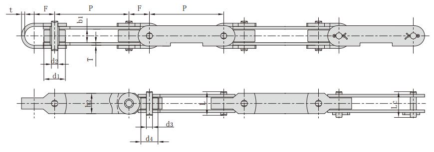 P69F2_<font color='red'>雙<font color='red'>鉸鏈</font><font color='red'>輸送</font>鏈</font> 工程鏈